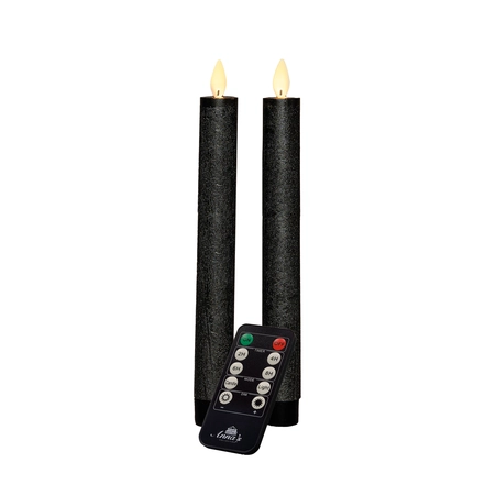 Anna's Collection LED-dinerkaarsen bewegende vlam - H23cm Antraciet 2 stuks - afbeelding 1