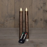 Anna's Collection LED-dinerkaarsen bewegende vlam - H23cm Brons 2 stuks - afbeelding 3