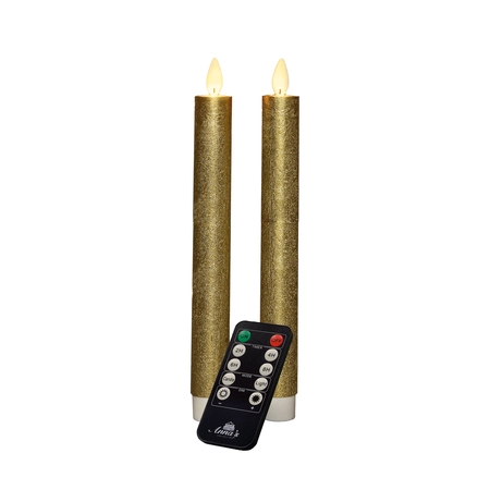 Anna's Collection LED-dinerkaarsen bewegende vlam - H23cm Goud 2 stuks - afbeelding 1