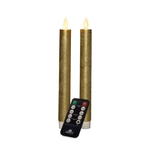 Anna's Collection LED-dinerkaarsen bewegende vlam - H23cm Goud 2 stuks - afbeelding 1