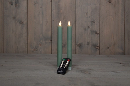 Anna's Collection LED-dinerkaarsen bewegende vlam - H23cm Jade 2 stuks - afbeelding 3