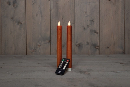 Anna's Collection LED-dinerkaarsen bewegende vlam - H23cm Koper 2 stuks - afbeelding 3