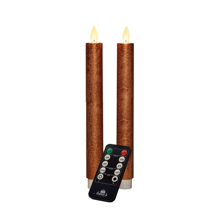 Anna's Collection LED-dinerkaarsen bewegende vlam - H23cm Koper 2 stuks - afbeelding 1