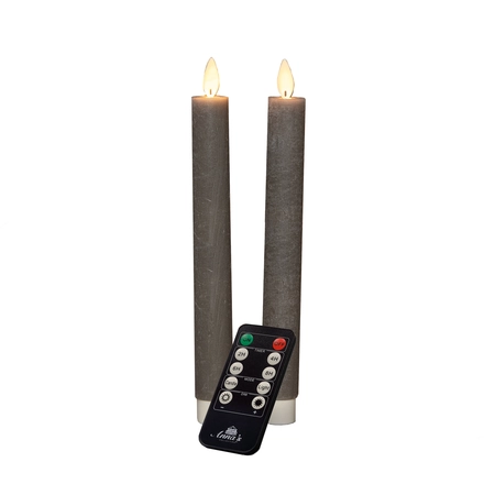 Anna's Collection LED-dinerkaarsen bewegende vlam - H23cm Taupe 2 stuks - afbeelding 1