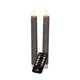 Anna's Collection LED-dinerkaarsen bewegende vlam - H23cm Taupe 2 stuks - afbeelding 1