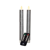 Anna's Collection LED-dinerkaarsen bewegende vlam - H23cm Zilver 2 stuks - afbeelding 1