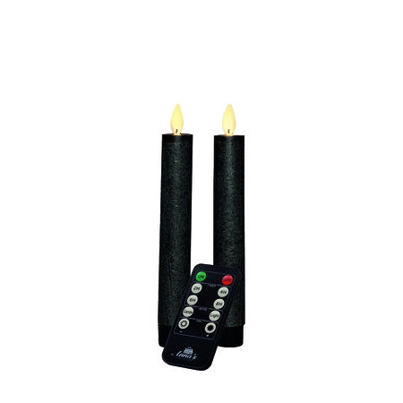 Anna's Collection LED-dinerkaarsen met bewegende vlam antraciet - set van 2 - H 18 cm - afbeelding 2