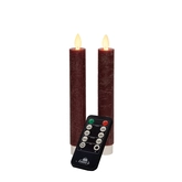 Anna's Collection LED-dinerkaarsen met bewegende vlam bordeaux - set van 2 - H 18 cm