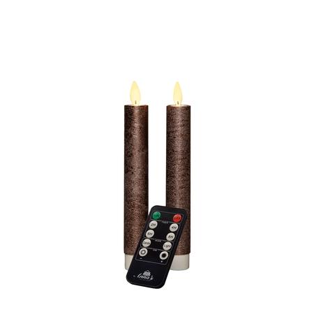 Anna's Collection LED-dinerkaarsen met bewegende vlam brons - set van 2 - H 18 cm