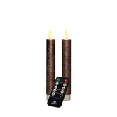 Anna's Collection LED-dinerkaarsen met bewegende vlam brons - set van 2 - H 18 cm