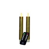 Anna's Collection LED-dinerkaarsen met bewegende vlam goud - set van 2 - H 18 cm