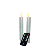 Anna's Collection LED-dinerkaarsen met bewegende vlam parel - set van 2 - H 18 cm
