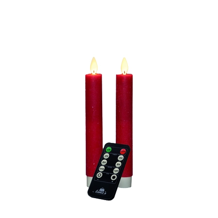 Anna's Collection LED-dinerkaarsen met bewegende vlam rood - set van 2 - H 18 cm