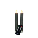 Anna's Collection LED-dinerkaarsen met bewegende vlam taupe - set van 2 - H 18 cm