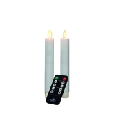 Anna's Collection LED-dinerkaarsen met bewegende vlam wit - set van 2 - H 18 cm