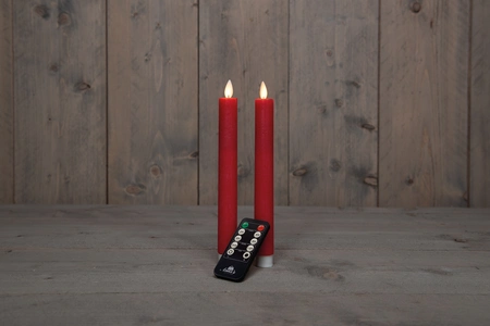 Anna's Collection LED-dinerkaarsen rustiek - H23cm Rood 2 stuks - afbeelding 3