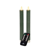 Anna's Collection LED-dinerkaarsen rustiek met bewegende vlam jade - set van 2 - H 23 cm