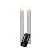 Anna's Collection LED-dinerkaarsen rustiek met bewegende vlam wit - set van 2 - H 23 cm