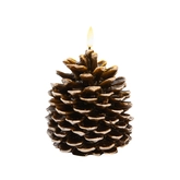 Anna's Collection LED-kaars Dennenappel - H12,5xD10,5cm Bruin
