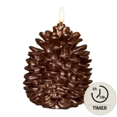Anna's Collection LED-kaars dennenappel met 3D-vlam brons - D10,5xH12,5cm - afbeelding 2