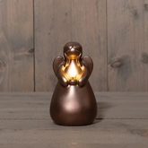 Anna's Collection LED-kaars engel - D8,5xH14,5cm Brons - afbeelding 3