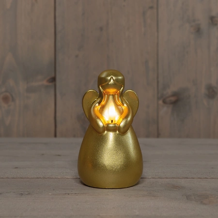 Anna's Collection LED-kaars engel - D8,5xH14,5cm Goud - afbeelding 3