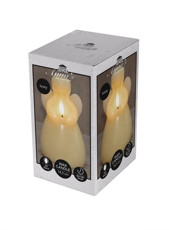 Anna's Collection LED-kaars engel - D8,5xH14,5cm Ivoor - afbeelding 2