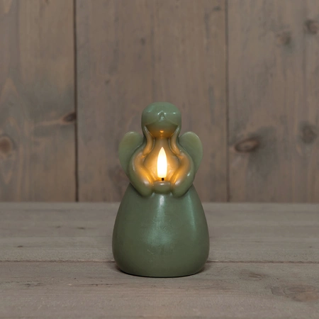 Anna's Collection LED-kaars engel - D8,5xH14,5cm Jade - afbeelding 3