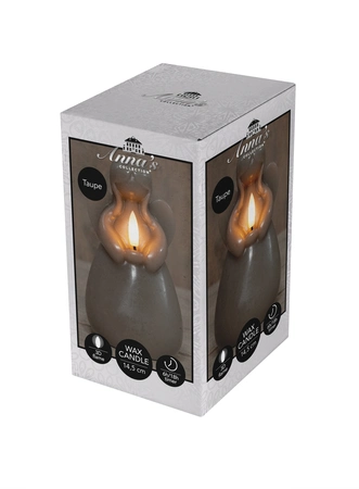 Anna's Collection LED-kaars engel - D8,5xH14,5cm Taupe - afbeelding 2