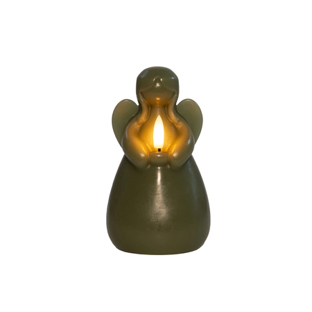 Anna's Collection LED-kaars engel met 3D-vlam jade - H 14,5 x Ø 8,5 cm