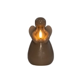 Anna's Collection LED-kaars engel met 3D-vlam taupe - H 14,5 x Ø 8,5 cm