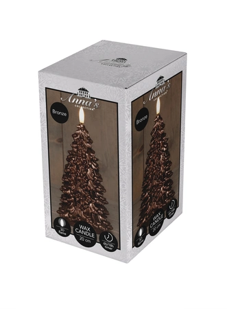 Anna's Collection LED-kaars kerstboom - D9,5xH20cm Brons - afbeelding 2