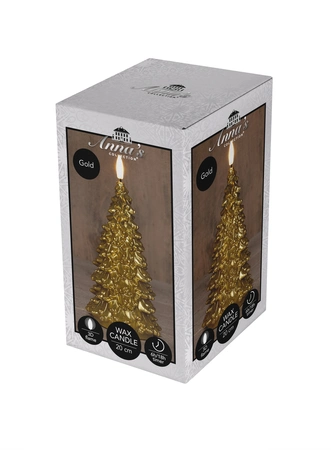 Anna's Collection LED-kaars kerstboom - D9,5xH20cm Goud - afbeelding 2