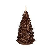 Anna's Collection LED-kaars kerstboom met 3D-vlam brons - H 20 x Ø 9,5 cm