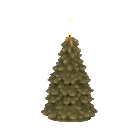 Anna's Collection LED-kaars kerstboom met 3D-vlam jade - H 20 x Ø 9,5 cm