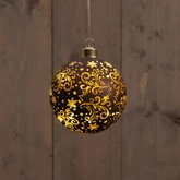 Anna's Collection LED-kerstbal glas - D10cm Bruin - afbeelding 3