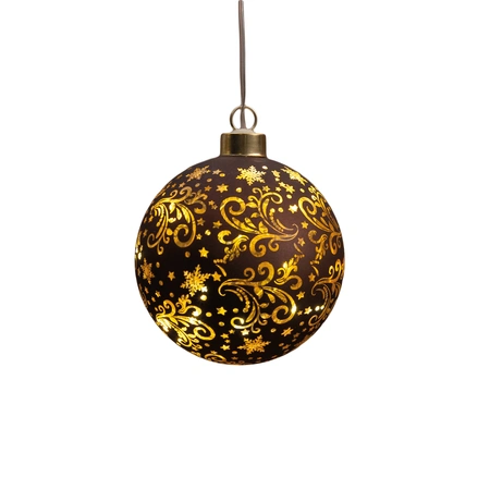 Anna's Collection LED-kerstbal glas - D10cm Bruin - afbeelding 4