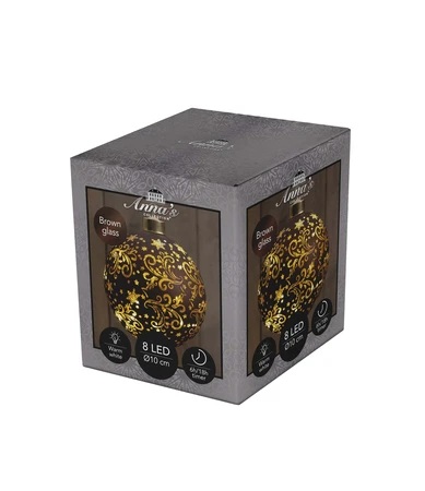 Anna's Collection LED-kerstbal glas - D10cm Bruin - afbeelding 2
