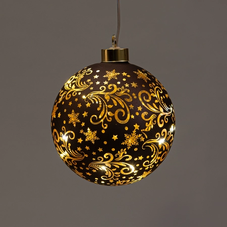Anna's Collection LED-kerstbal glas - D12cm Bruin - afbeelding 1