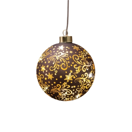 Anna's Collection LED-kerstbal glas - D12cm Bruin - afbeelding 4
