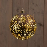 Anna's Collection LED-kerstbal glas - D15cm Bruin - afbeelding 3