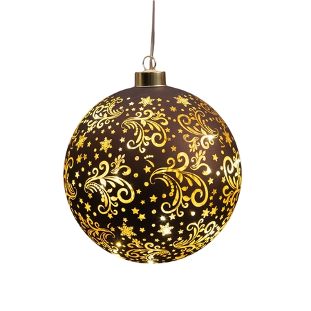 Anna's Collection LED-kerstbal glas - D15cm Bruin - afbeelding 4