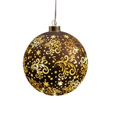 Anna's Collection LED-kerstbal glas - D15cm Bruin - afbeelding 4