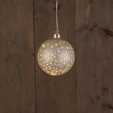 Anna's Collection LED-kerstbal glas sterrenmotief - D10cm Champagne - afbeelding 3