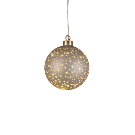 Anna's Collection LED-kerstbal glas sterrenmotief - D10cm Champagne - afbeelding 4