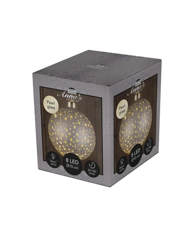 Anna's Collection LED-kerstbal glas sterrenmotief - D10cm Champagne - afbeelding 2