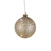 Anna's Collection LED-kerstbal glas sterrenmotief - D12cm Champagne - afbeelding 4
