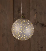 Anna's Collection LED-kerstbal glas sterrenmotief - D15cm Champagne - afbeelding 3