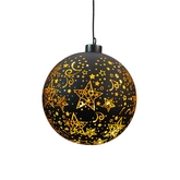 Anna's Collection LED-kerstbal glas sterrenmotief - D15cm Zwart - afbeelding 4