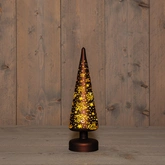 Anna's Collection LED-kerstboompje glas - H30xD9cm Bruin - afbeelding 3
